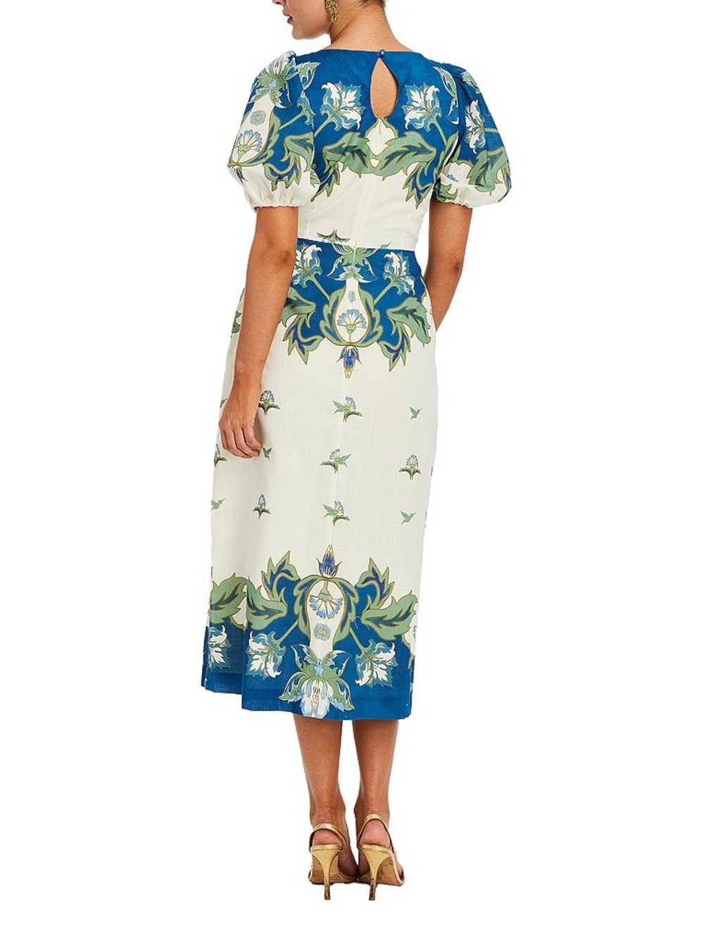 Mestiza NY Faye Floral Print Boat Neck Puff Sleeve Midi Dress $395 - Picture 2 of 13